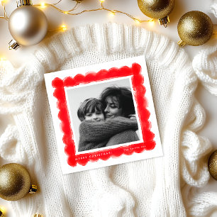 retro stempelen rode frame foto vierkante kerstmis feestdagenkaart