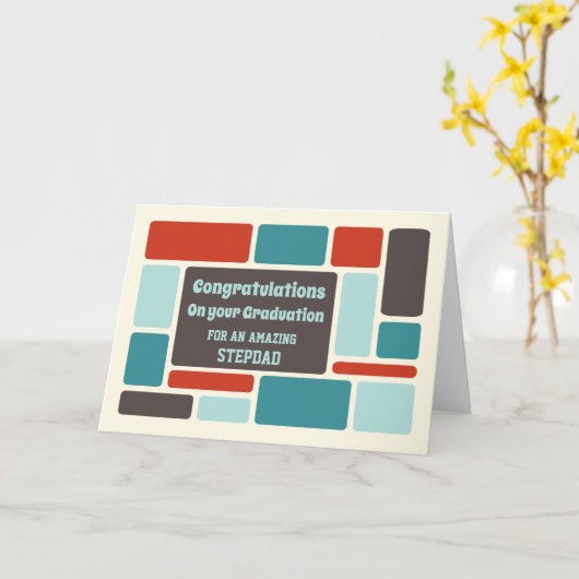 Retro Stepdad Gefeliciteerd Afstuderen Kaart (Gele Bloem)