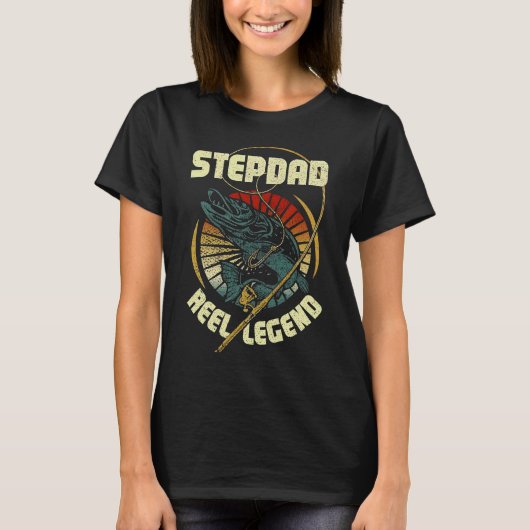Retro Stepdad Reel Legend Vist dag van beste vader T-shirt (Voorkant)