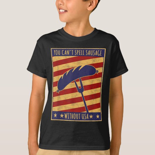 Retro Ster You Can't Spell Sausage Without Usa  T-shirt (Voorkant)