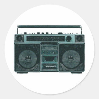 retro stereo ronde sticker