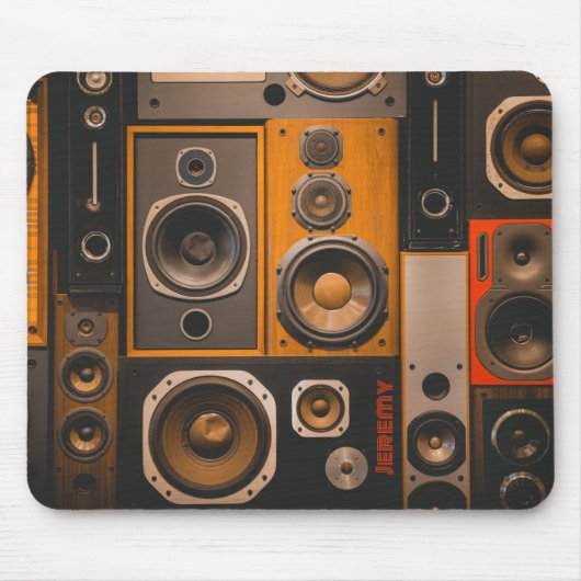 Retro Stereo Speakers Mousepad Muismat (Voorkant)