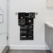 Retro Stereo System Black Bad Handdoek