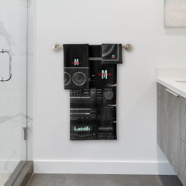 Retro Stereo System Black Bad Handdoek