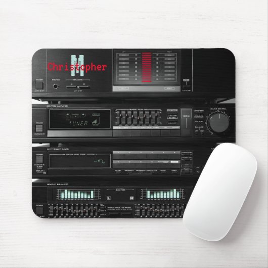 Retro Stereo System Black Muismat (Met muis)