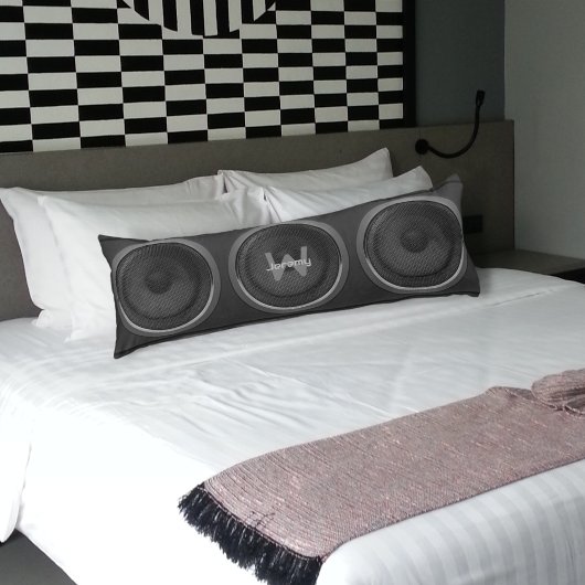 Retro stereoluidspreker zwarte hoofdpijp lichaamskussen