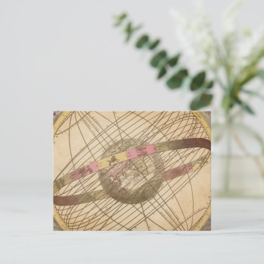 Retro sterkaart astrologische symbolen wereldbol briefkaart (Staand voorkant)