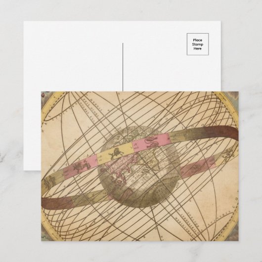 Retro sterkaart astrologische symbolen wereldbol briefkaart (Voorkant / Achterkant)
