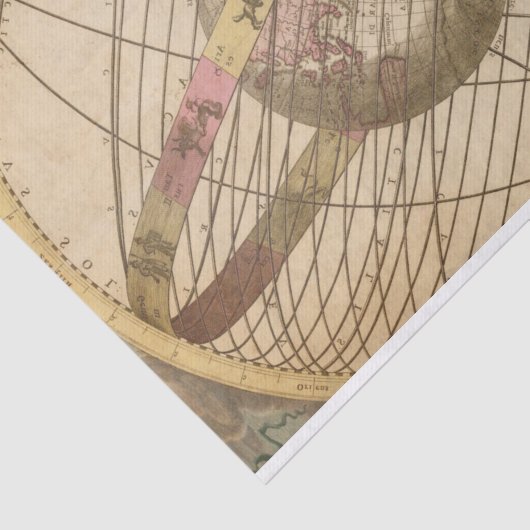 Retro  sterkaart astrologische symbolen wereldbol tissuepapier (Detail)