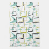 Retro sterren Boomerang pleinen midden eeuw Theedoek (Verticaal)