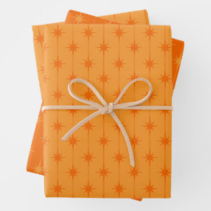 Retro sterren en stippen middeleeuwse atoompatroon inpakpapier vel