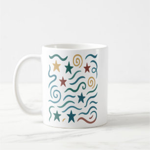 Retro sterren & golven Patroon Ontwerp Koffiemok