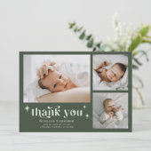 Retro Sterren Jongen Bos Groene Geboorte Aankondig Aankondiging (Staand voorkant)