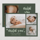 Retro Sterren Jongen Bos Groene Geboorte Aankondig Aankondiging (Voorkant / Achterkant)