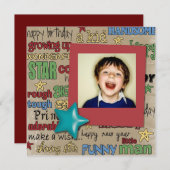 Retro Sterren Kaars Jongen Foto Uitnodigingen Verj (Voorkant / Achterkant)