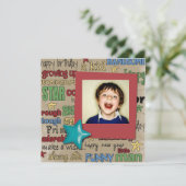 Retro Sterren Kaars Jongen Foto Uitnodigingen Verj (Staand voorkant)