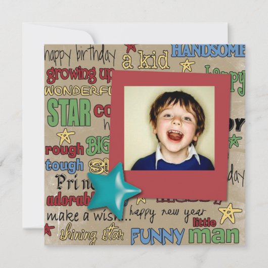 Retro Sterren Kaars Jongen Foto Uitnodigingen Verj (Voorkant)