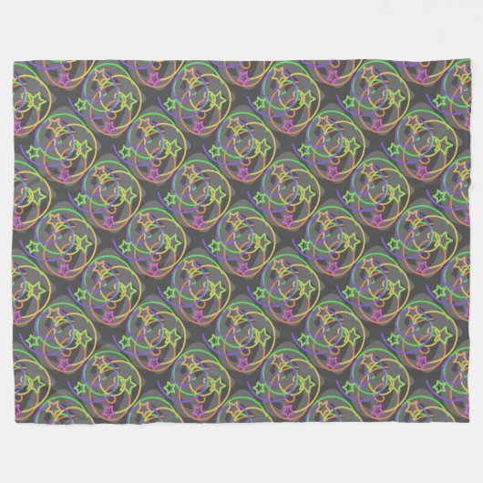 Retro sterren krabbelwervel fleece deken (Voorkant (Horizontaal))