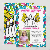 Retro Sterren Meisjes Foto Bowling Party Verjaarda Kaart (Voorkant / Achterkant)