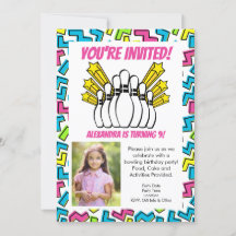 Retro Sterren Meisjes Foto Bowling Party Verjaarda