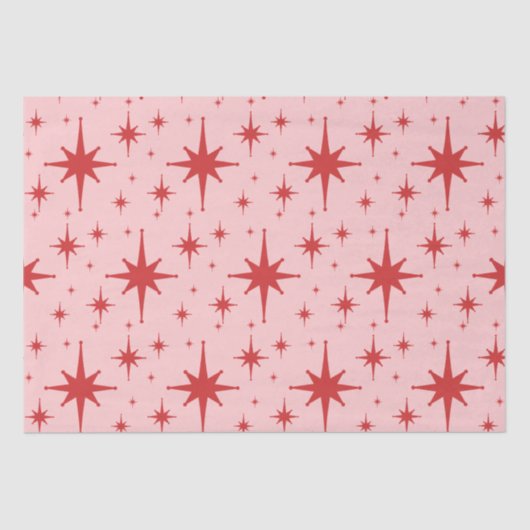 Retro Sterren Midden eeuw Modern Atomic Roze & Roo Tissuepapier (Voorkant)