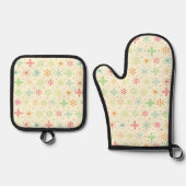 Retro sterren Oven Mitt Set (Voorkant)