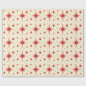 Retro  sterren Rood en Cream Cadeaupapier (Vlak)