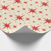 Retro  sterren Rood en Cream Cadeaupapier (Hoek)
