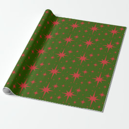 Retro sterren rood en groen cadeaupapier