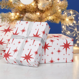 Retro sterren Rood en Wit Cadeaupapier
