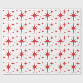 Retro  sterren Rood en Wit Cadeaupapier (Vlak)