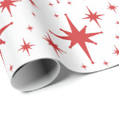 Retro  sterren Rood en Wit Cadeaupapier (Rol Hoek)