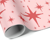 Retro  sterren Roze en Rood Cadeaupapier (Rol Hoek)