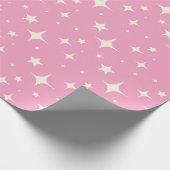  retro sterren roze kerstvakantie patroon cadeaupapier (Hoek)
