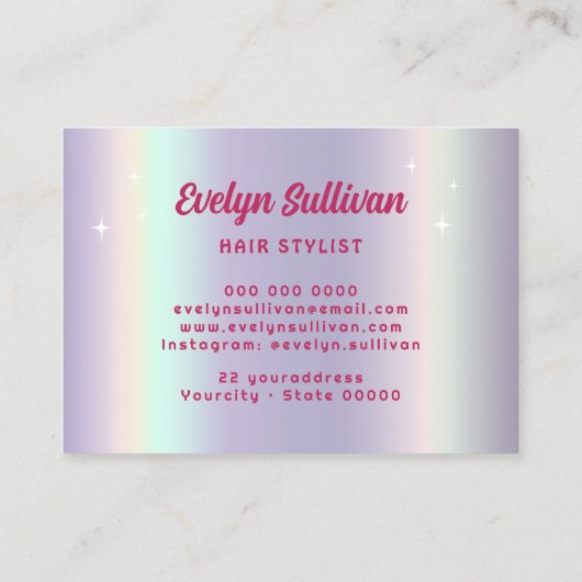 Retro sterren script faux folie haarstylist visitekaartje (Achterkant)