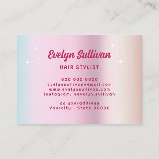 Retro sterren script faux pastel folie haar visitekaartje (Achterkant)