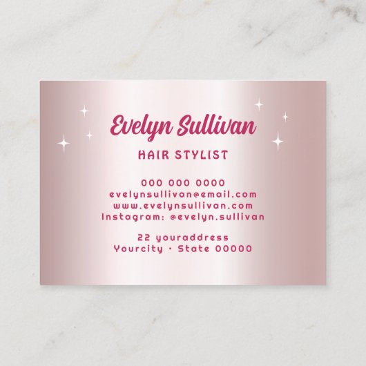 Retro sterren script faux roos gouden folie haar visitekaartje (Achterkant)