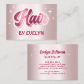 Retro sterren script faux roos gouden folie haar visitekaartje (Voorkant / Achterkant)