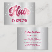 Retro sterren script faux zilver folie haar visitekaartje (Voorkant / Achterkant)