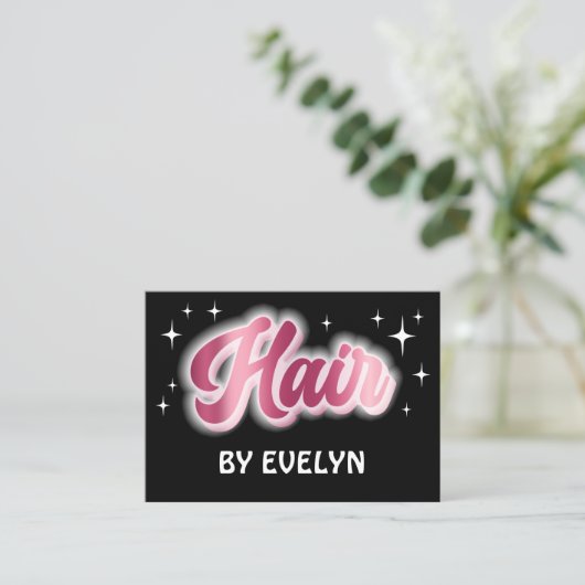 Retro sterren script haarstyliste visitekaartje (Staand voorkant)