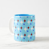 Retro sterren tweekleurige koffiemok (Voorkant links)