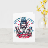 Retro Sterrengekleurde Amerika Hammered 4e O Kaart (Gele Bloem)