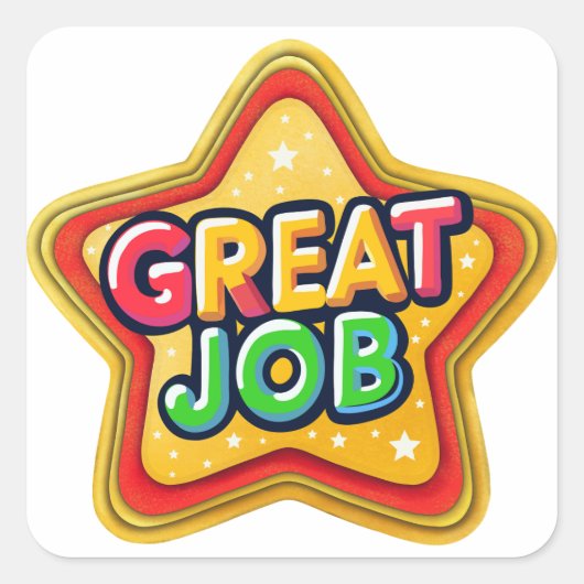 Retro Stervormige Grote Job Achievement Sticker (Voorkant)