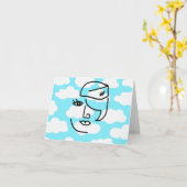 Retro Stewardess Note Cards Kaart (Gele Bloem)