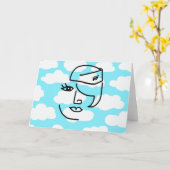 Retro Stewardess Wenskaart Kaart (Gele Bloem)