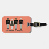 Retro stick figuur hij houdt van kijken HW Vixen Bagagelabel (Voorkant horizontaal)