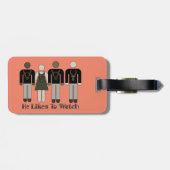 Retro stick figuur hij houdt van kijken HW Vixen Bagagelabel (Achterkant horizontaal)