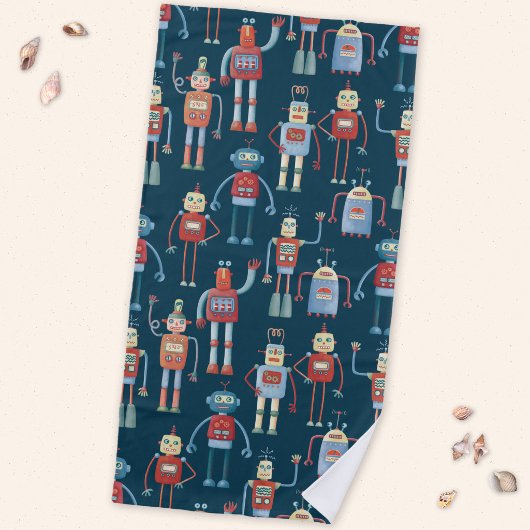 Retro stijl 1950s Robots Strandlaken