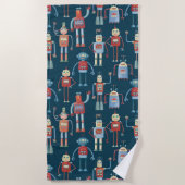 Retro stijl 1950s Robots Strandlaken (Voorkant)