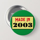 Retro stijl 21e verjaardag badge 2003 ronde button 7,6 cm (Voorkant /achterkant)